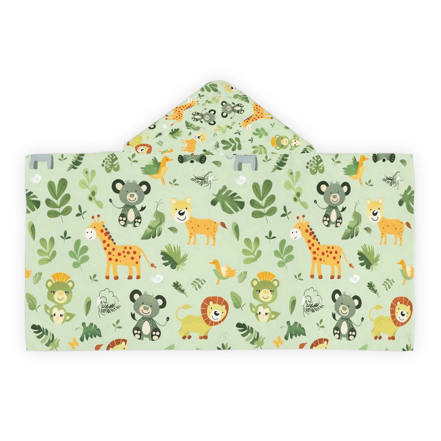 Adorable Youth Hooded Towel with Jungle Animals Print | Cute Bath, Pool, or Beach Towel for Kids | Perfect Gift for Birthdays or Summer Fun