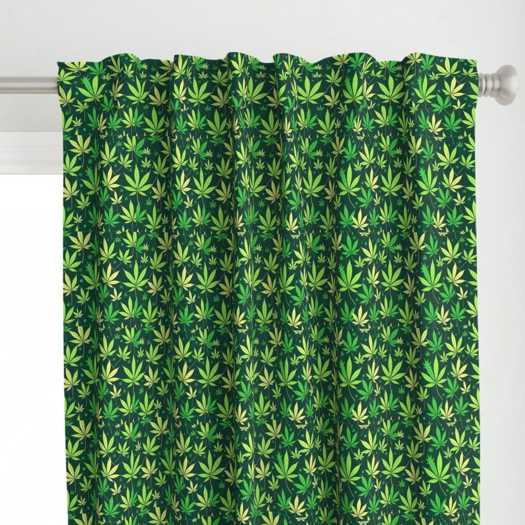 Curtain in Tropical Jungle Leaves Repeating Green Foliage Pattern