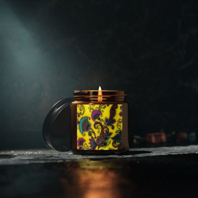 Vibrant Floral Scented Soy Candle, Cozy Home Decor, Hand-Poured Candle Gift, Aromatherapy Candle, Relaxation Candle, Multi-Size Amber Jar