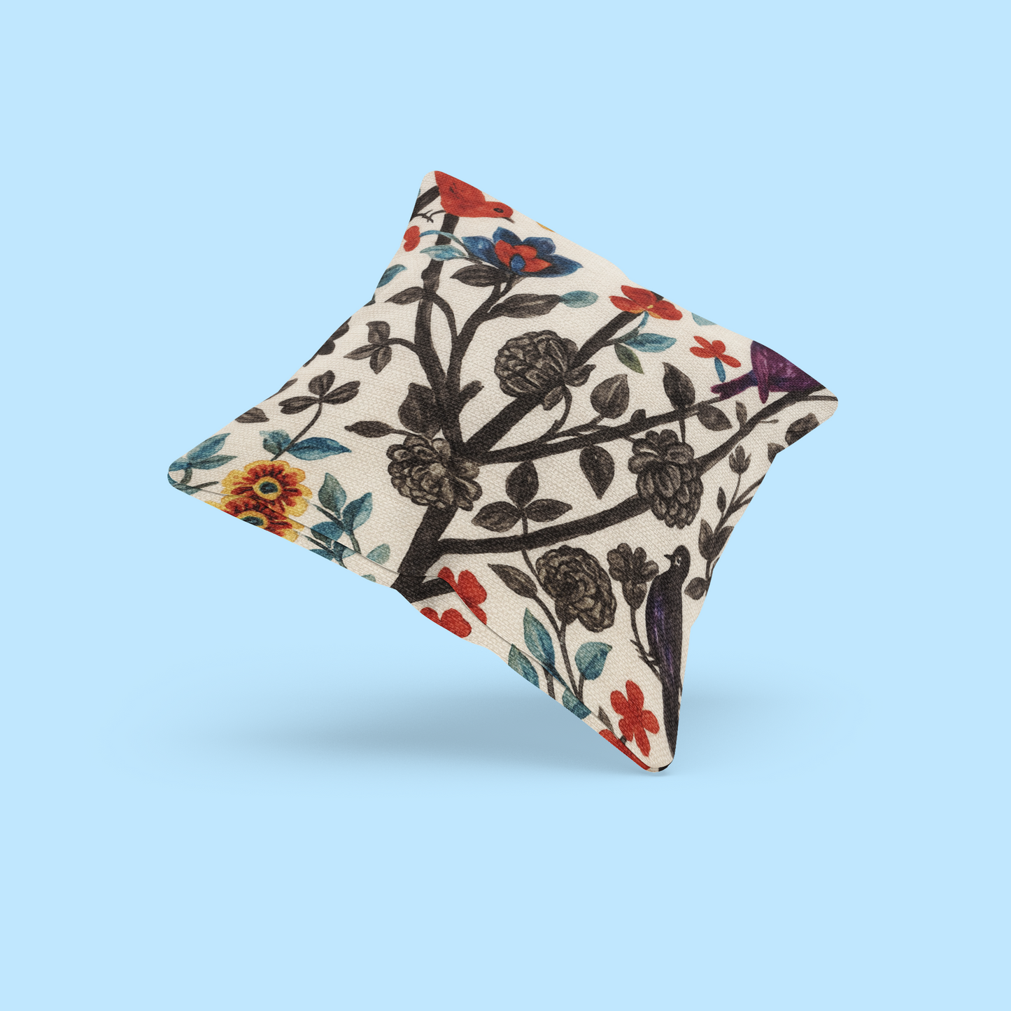 Vibrant Floral Outdoor Pillows for Garden Decor, Summer Patio Accents, Boho Throw Cushions, Chic Home Styling, Bird Print Cushions