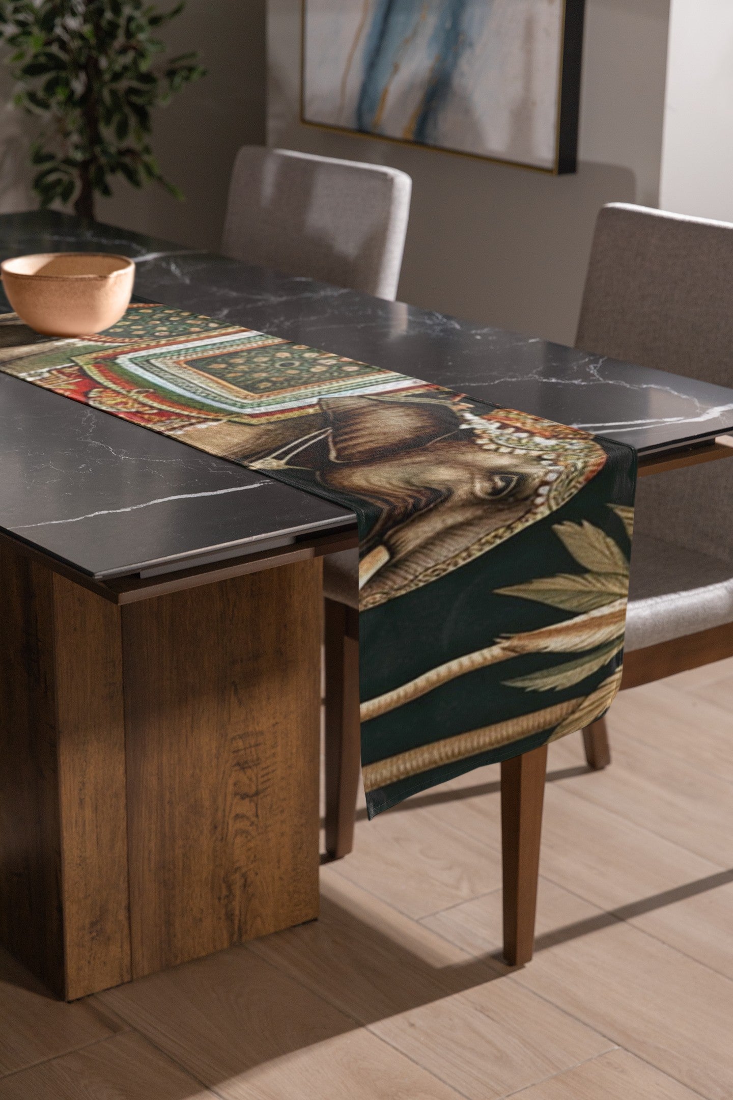 Elephant-Themed Table Runner, Exotic Home Decor for Dining, Boho, Festive Table Setting, Gift for Family and Friends