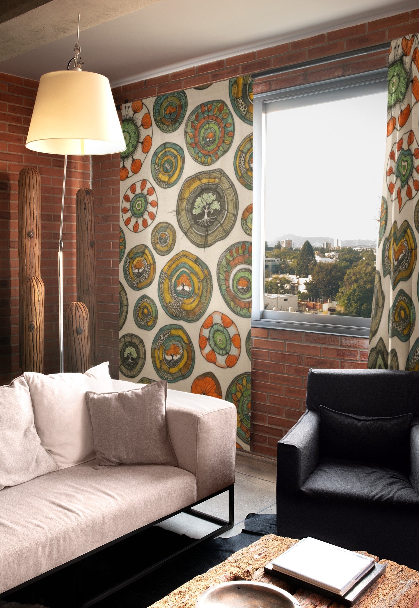 Boho Chic Window Curtains, Colorful Circle Pattern Home Decor, Living Room Drapes, Bohemian Curtain Panel, Eclectic Window Treatment
