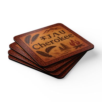 Cherokee-Inspired Corkwood Coaster Set | Rustic Home Decor, Drinkware Accessory, Housewarming Gift, Outdoor Gathering, Native American Art