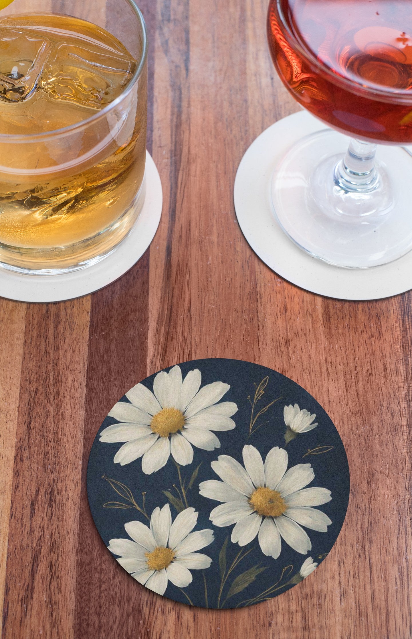 Floral Coasters Set, Elegant Drink Coasters, Decorative Coasters, Housewarming Gift, Table Decor, Rustic Home Accessories