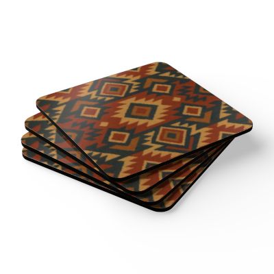 Southwestern Corkwood Coaster Set | Rustic Home Decor, Boho Gift, Table Protector, Housewarming, Unique Kitchen Accessory