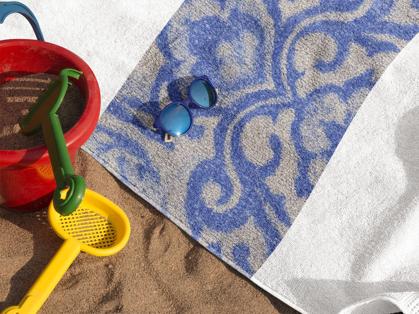 Elegant Blue Pattern Beach Towel, Stylish Pool Accessory, Perfect for Summer, Vacation, Beach Day, Gift for Beach Lovers