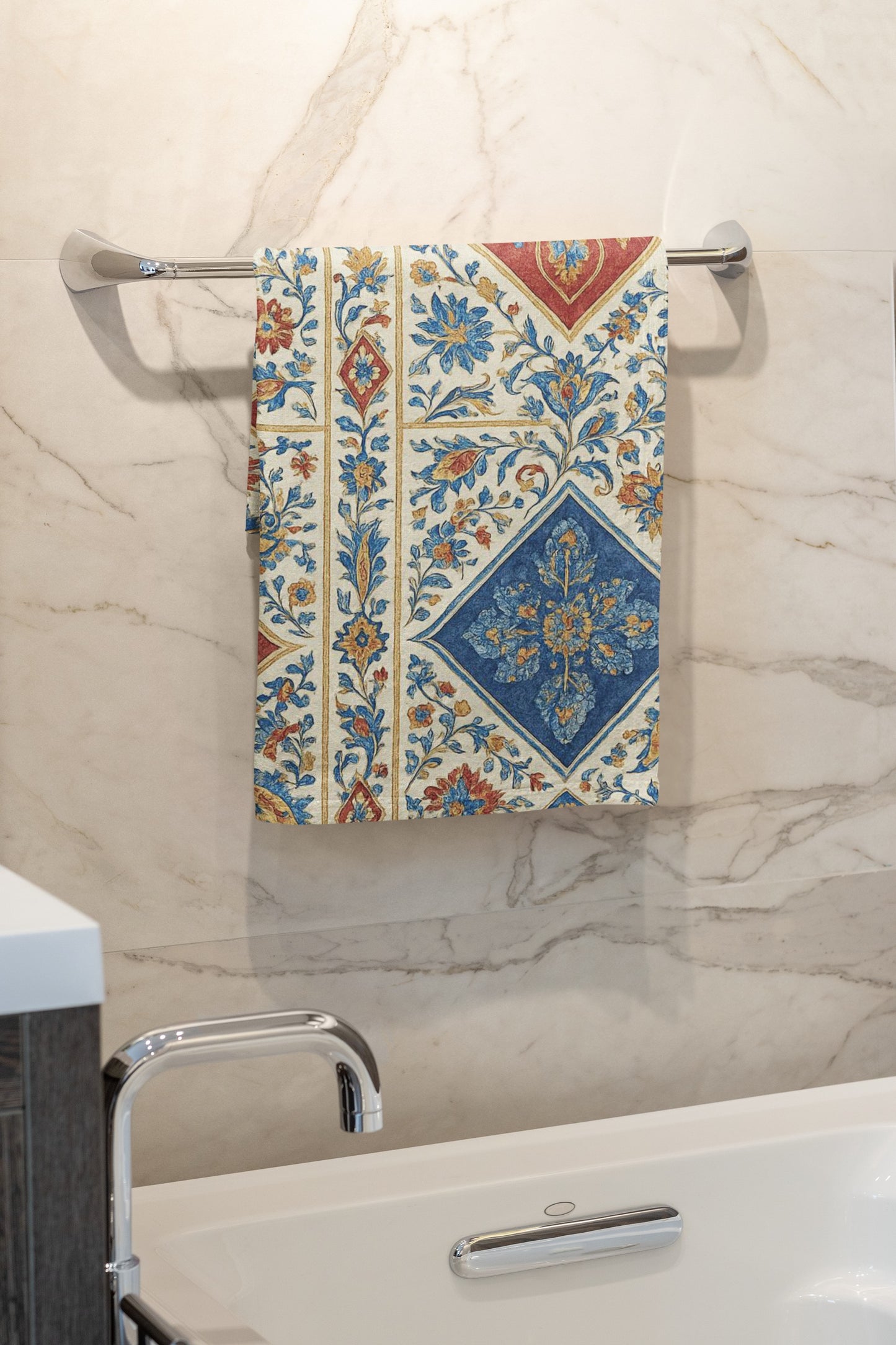 Elegant Floral Face Towel, Decorative Bathroom Towel, Spa Gift, Luxury Hand Towel, Home Decor, Vibrant Washcloth