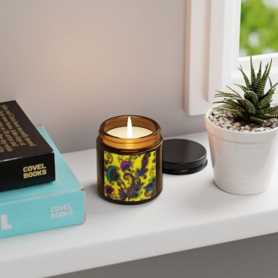 Vibrant Floral Scented Soy Candle, Cozy Home Decor, Hand-Poured Candle Gift, Aromatherapy Candle, Relaxation Candle, Multi-Size Amber Jar