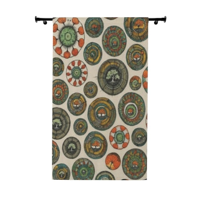 Boho Chic Window Curtains, Colorful Circle Pattern Home Decor, Living Room Drapes, Bohemian Curtain Panel, Eclectic Window Treatment
