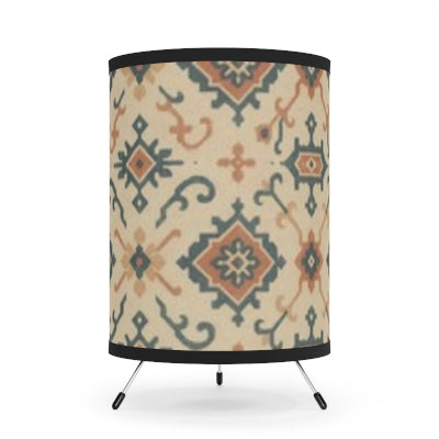 Stylish Tripod Lamp with Bohemian Printed Shade, Home Decor, Lighting, Modern Design, Gift for Her, Unique Accent Lamp