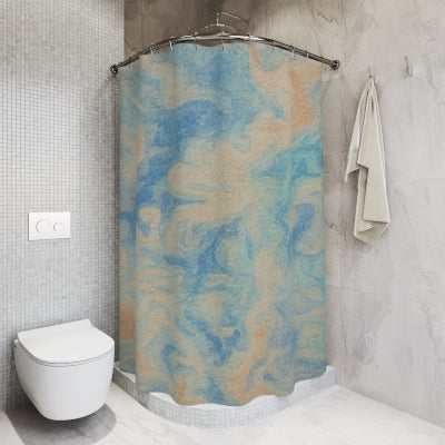 Abstract Blue and Beige Shower Curtain, Stylish Bath Decor, Home Remodeling, Ocean Vibes, Spa-Style Bathroom Accessories