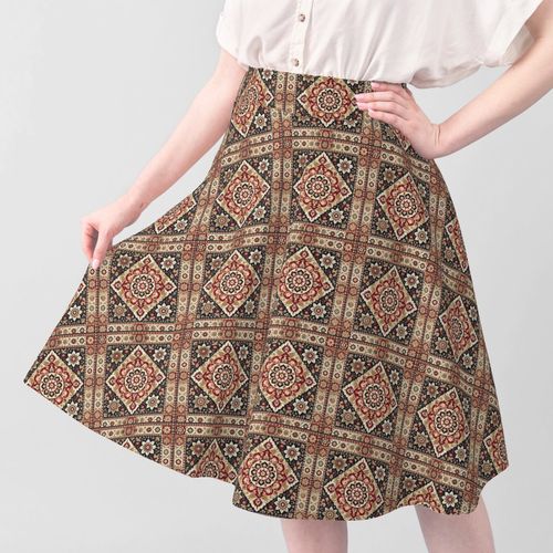 Persian Mosaic Medallion - Red Black Cream Pattern