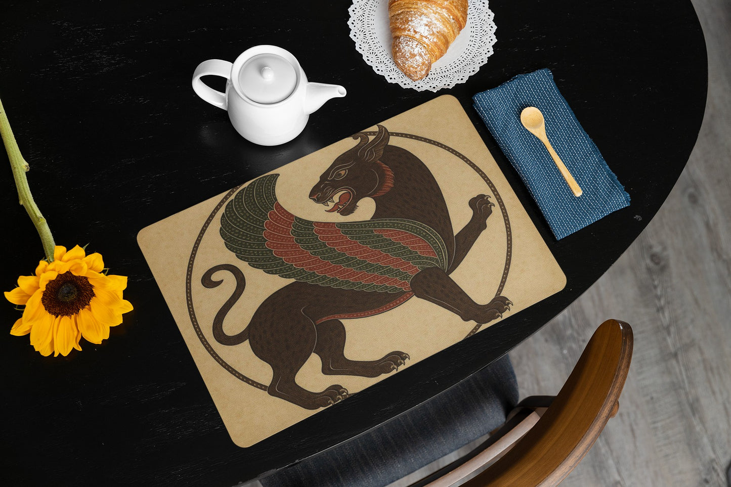Artistic Gryphon Placemat, Bohemian Table Decor, Unique Dining Accessory, Gift for Home, Fantasy Themed Table Setting
