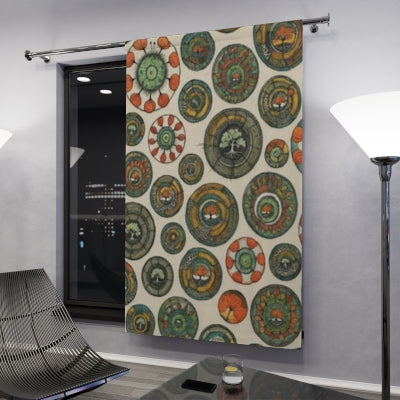 Boho Chic Window Curtains, Colorful Circle Pattern Home Decor, Living Room Drapes, Bohemian Curtain Panel, Eclectic Window Treatment