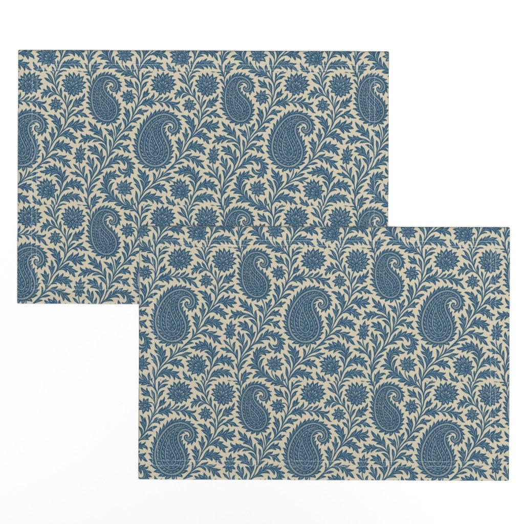 Placemat in Classic Blue Paisley Traditional Persian Motif Pattern