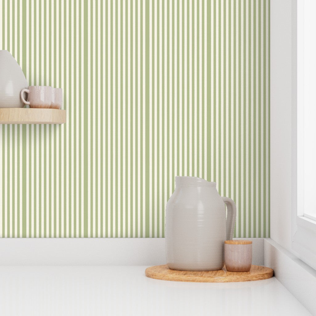 Thin Sage Stripes – Minimalist Neutral Stripe Pattern