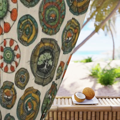 Boho Chic Window Curtains, Colorful Circle Pattern Home Decor, Living Room Drapes, Bohemian Curtain Panel, Eclectic Window Treatment