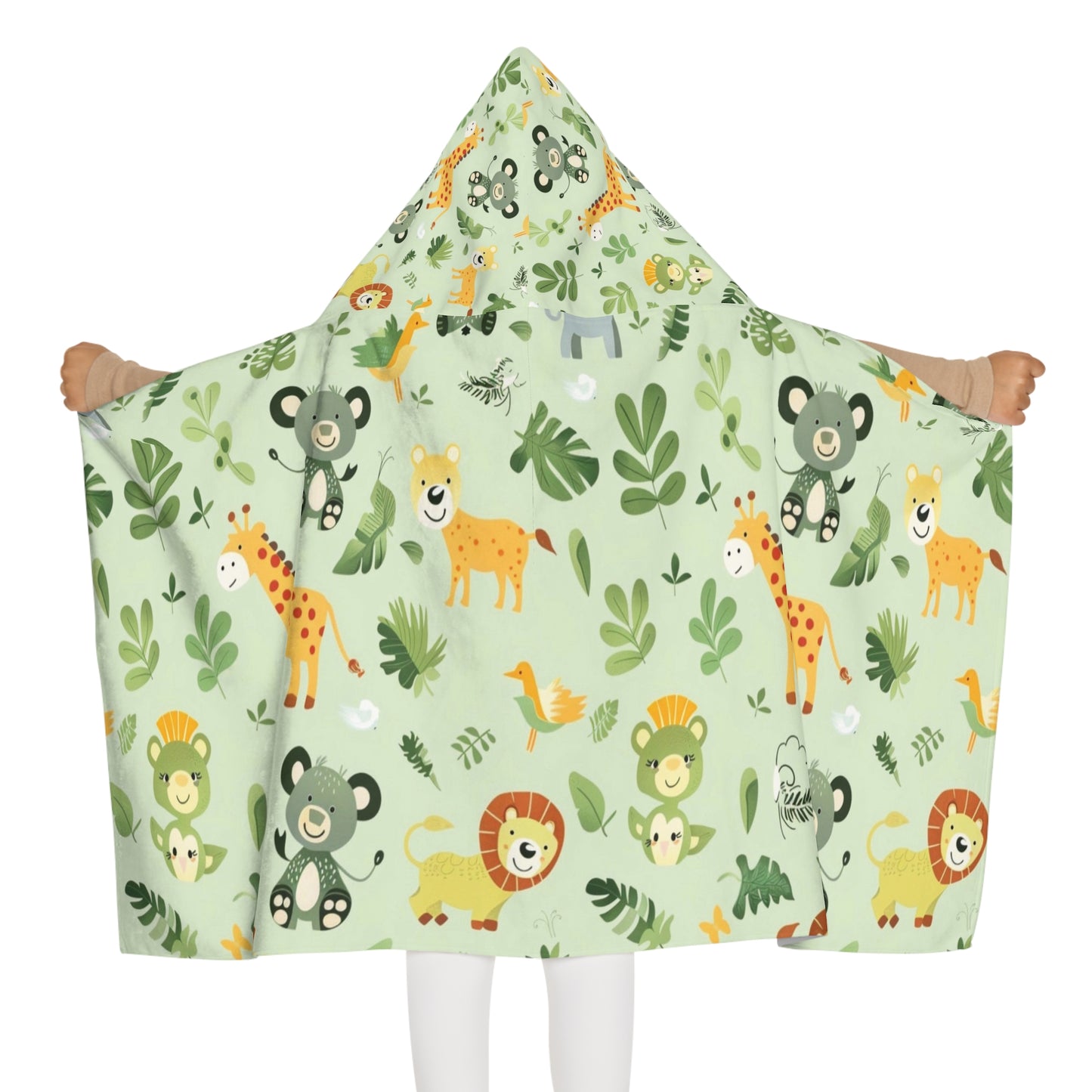 Adorable Youth Hooded Towel with Jungle Animals Print | Cute Bath, Pool, or Beach Towel for Kids | Perfect Gift for Birthdays or Summer Fun