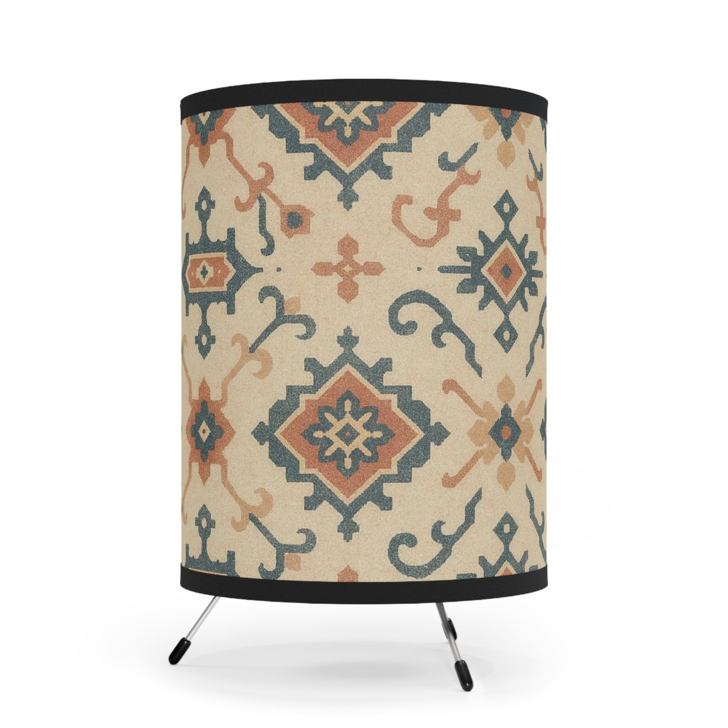 Stylish Tripod Lamp with Bohemian Printed Shade, Home Decor, Lighting, Modern Design, Gift for Her, Unique Accent Lamp