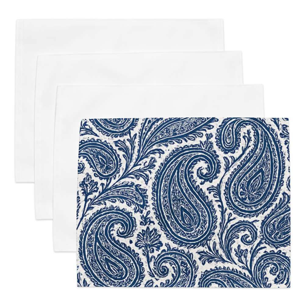 Blue Paisley Placemat Set of 4 – Elegant Table Decor for Dining or Kitchen | Art by Mina