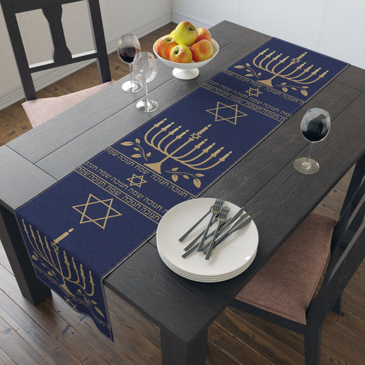 Hanukkah Table Runner, Festive Cotton Centerpiece for Holiday Decor, Jewish Celebrations, Dining Room Table Decor, Beautiful Table Setting