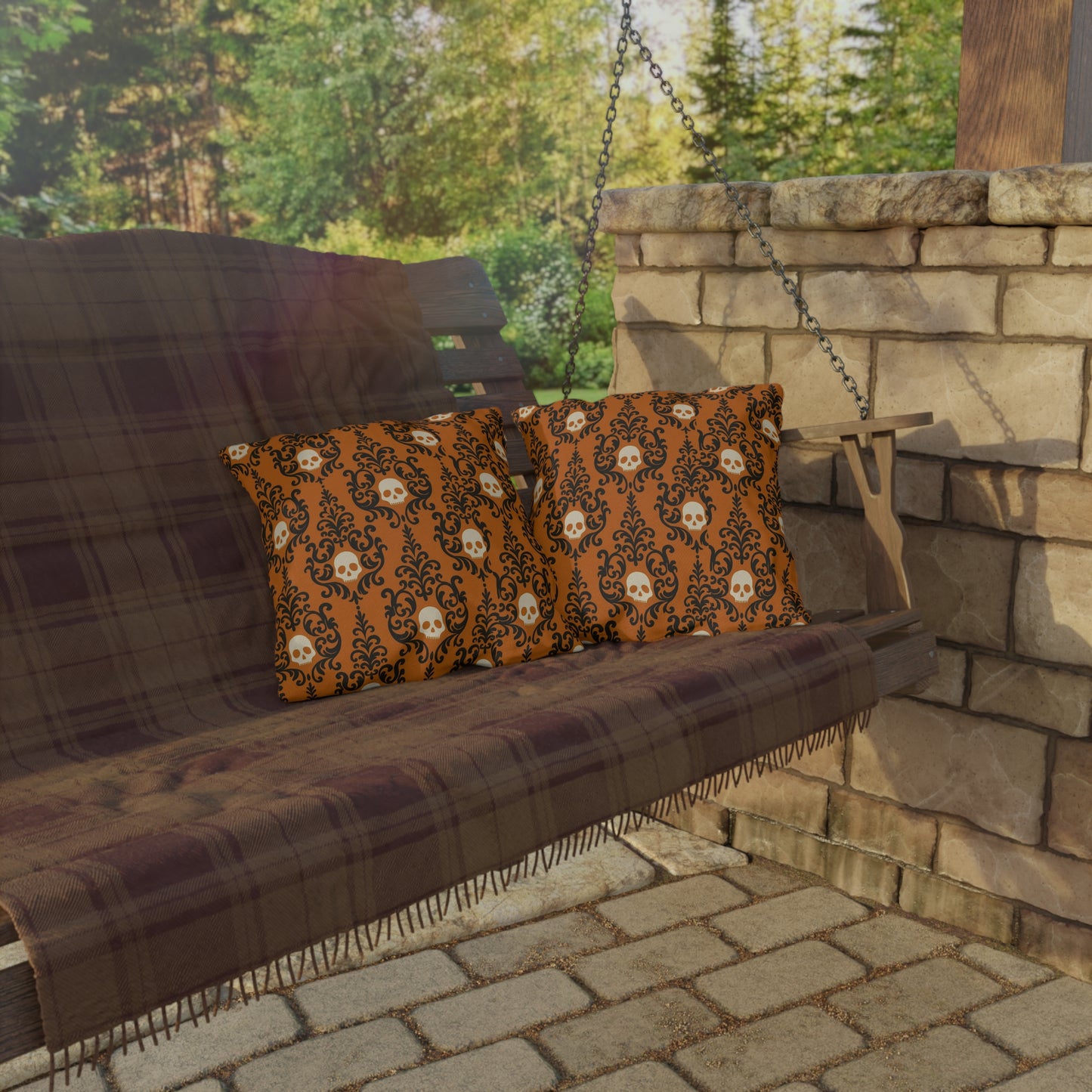 Stylish Skull Outdoor Pillows | Halloween Decor, Patio Throws, Decorative Cushions, Boho Home Accents, Unique Gifts