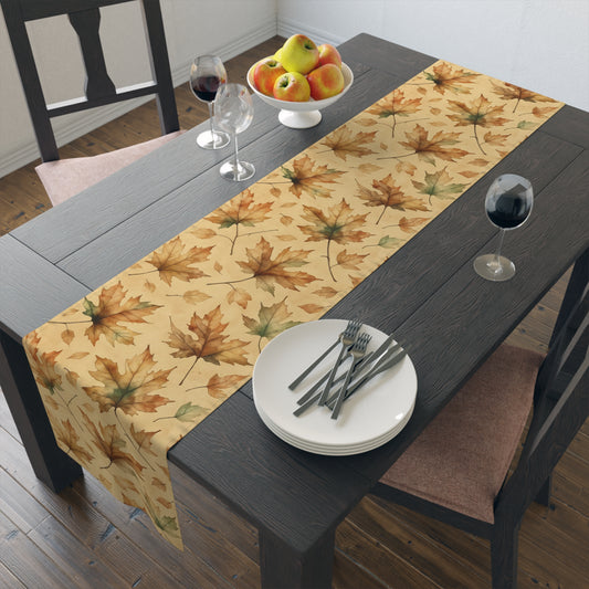 Autumn Leaves Table Runner, Fall Decor, Thanksgiving Table Accessory, Harvest Celebration Decoration, Cotton/Poly Dining Table Runner