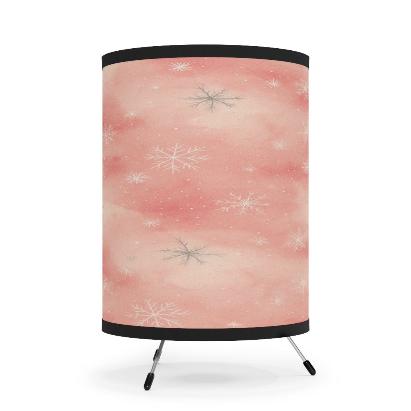 Pink Snowflake Tripod Lamp, Cozy Lighting Decor, Holiday Gift, Winter Home Accent, Festive Room Decor, Unique Lamp Shade