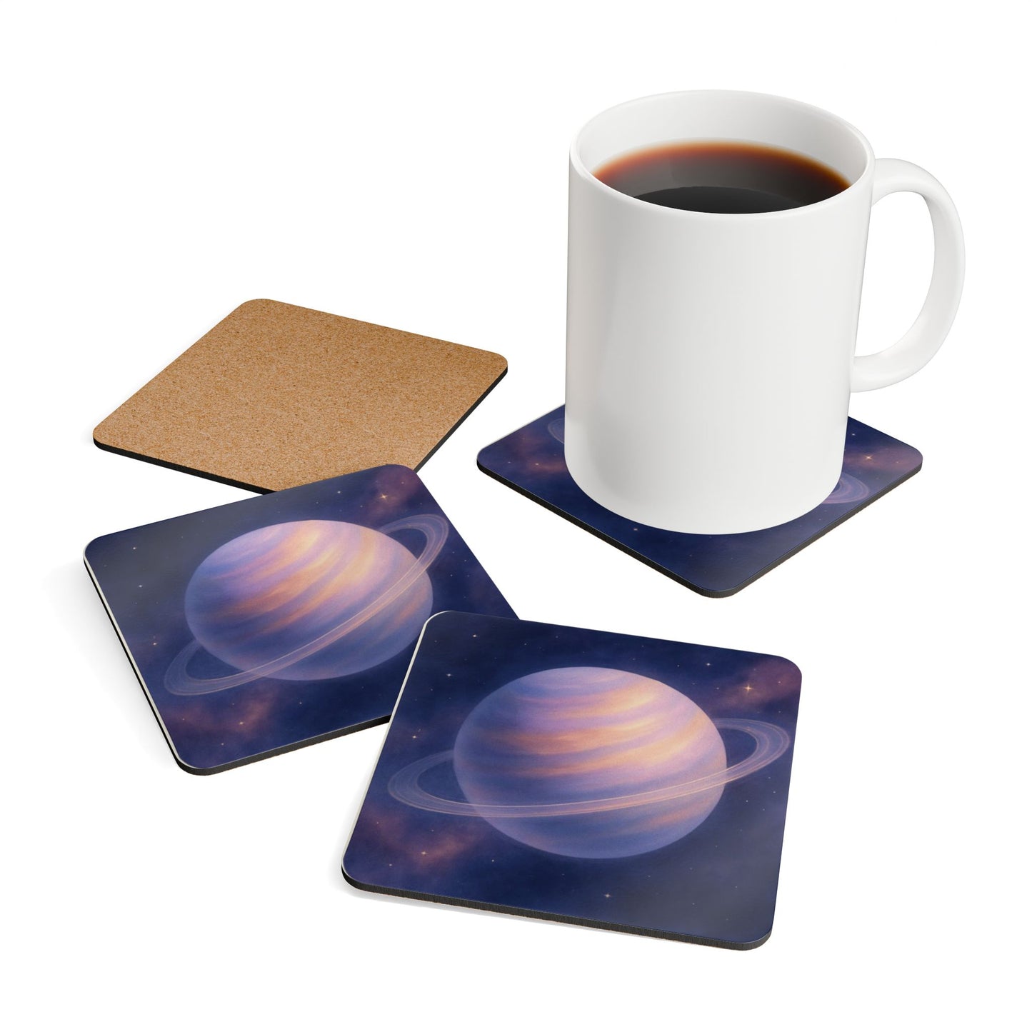 Celestial Coaster Set - Planet-Themed Cork Coasters, Home Decor, Planetary Gift, Astronomy Lover, Kitchen Accessory