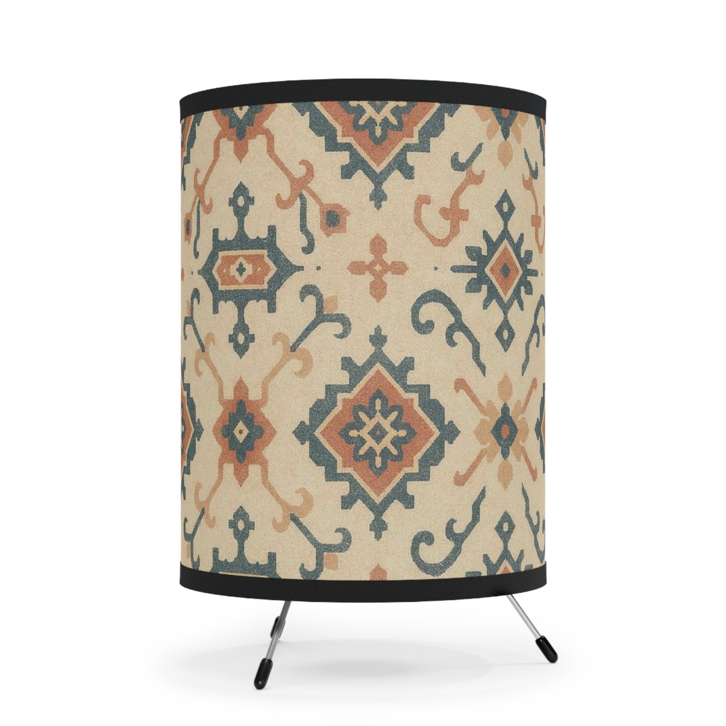 Stylish Tripod Lamp with Bohemian Printed Shade, Home Decor, Lighting, Modern Design, Gift for Her, Unique Accent Lamp