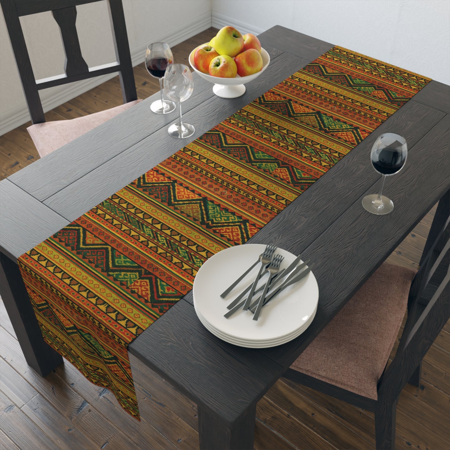 Bohemian Table Runner | Tribal Pattern Cotton Decor, Dining Table Piece, Rustic Home Accent, Boho Style Table Decor
