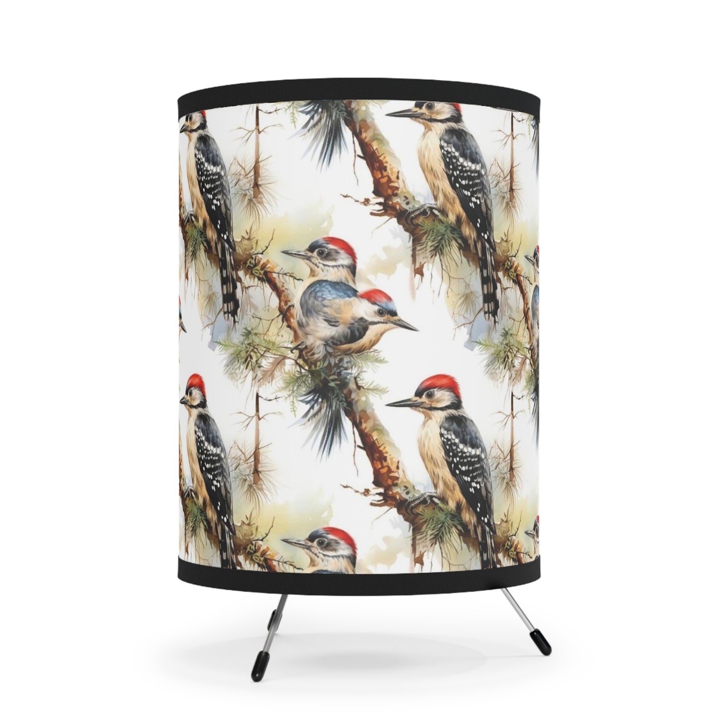 Woodpecker Tripod Lamp, Nature-Inspired Lighting, Home Decor, Woodland Theme, Gift for Bird Lovers, Unique Lighting Solution