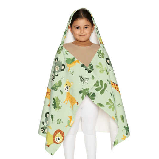 Adorable Youth Hooded Towel with Jungle Animals Print | Cute Bath, Pool, or Beach Towel for Kids | Perfect Gift for Birthdays or Summer Fun