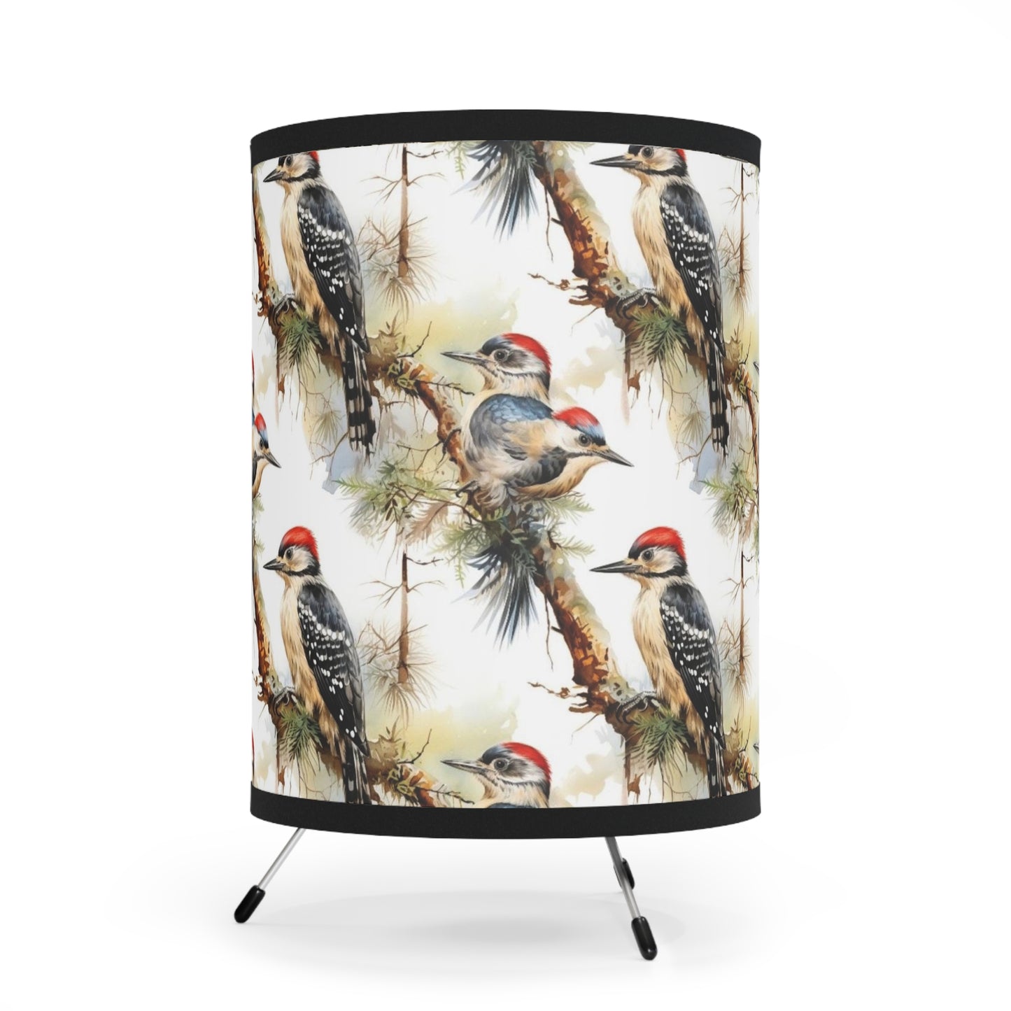 Woodpecker Tripod Lamp, Nature-Inspired Lighting, Home Decor, Woodland Theme, Gift for Bird Lovers, Unique Lighting Solution