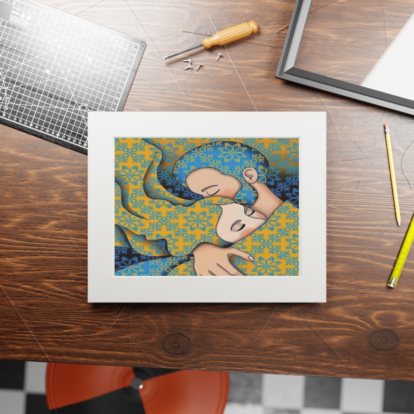 Romantic Fine Art Print, Colorful Framed Wall Art, Cozy Home Decor, Heartwarming Gift, Anniversary Celebration