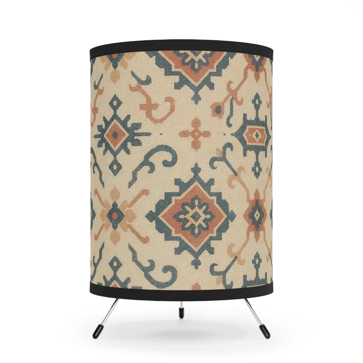 Stylish Tripod Lamp with Bohemian Printed Shade, Home Decor, Lighting, Modern Design, Gift for Her, Unique Accent Lamp