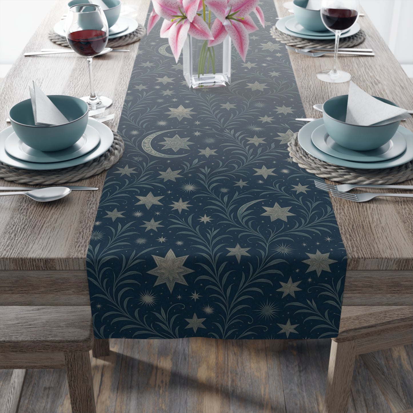 Starry Night Table Runner, Celestial Decor for Dining Table, Bohemian Home Accents, Perfect for Parties and Everyday Use