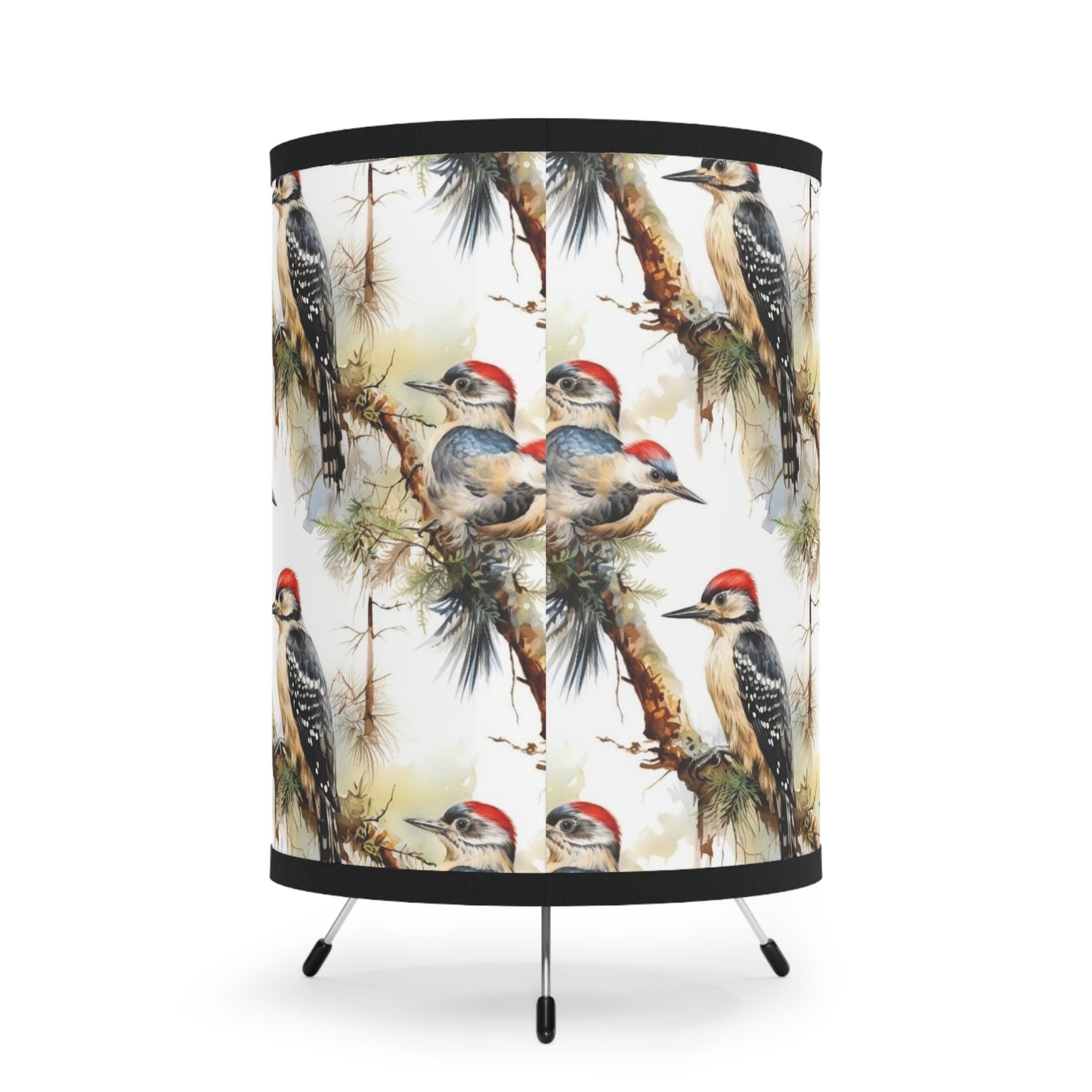 Woodpecker Tripod Lamp, Nature-Inspired Lighting, Home Decor, Woodland Theme, Gift for Bird Lovers, Unique Lighting Solution