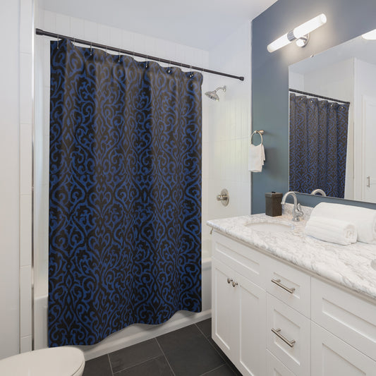 Elegant Blue Pattern Shower Curtain | Luxury Bathroom Decor, Modern Home, Gift for Her, Spa Vibe, Wedding Present