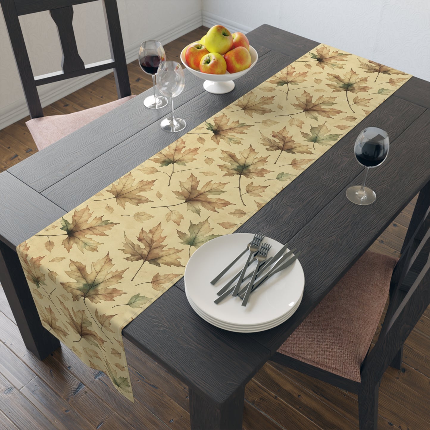 Autumn Leaves Table Runner, Fall Decor, Thanksgiving Table Accessory, Harvest Celebration Decoration, Cotton/Poly Dining Table Runner