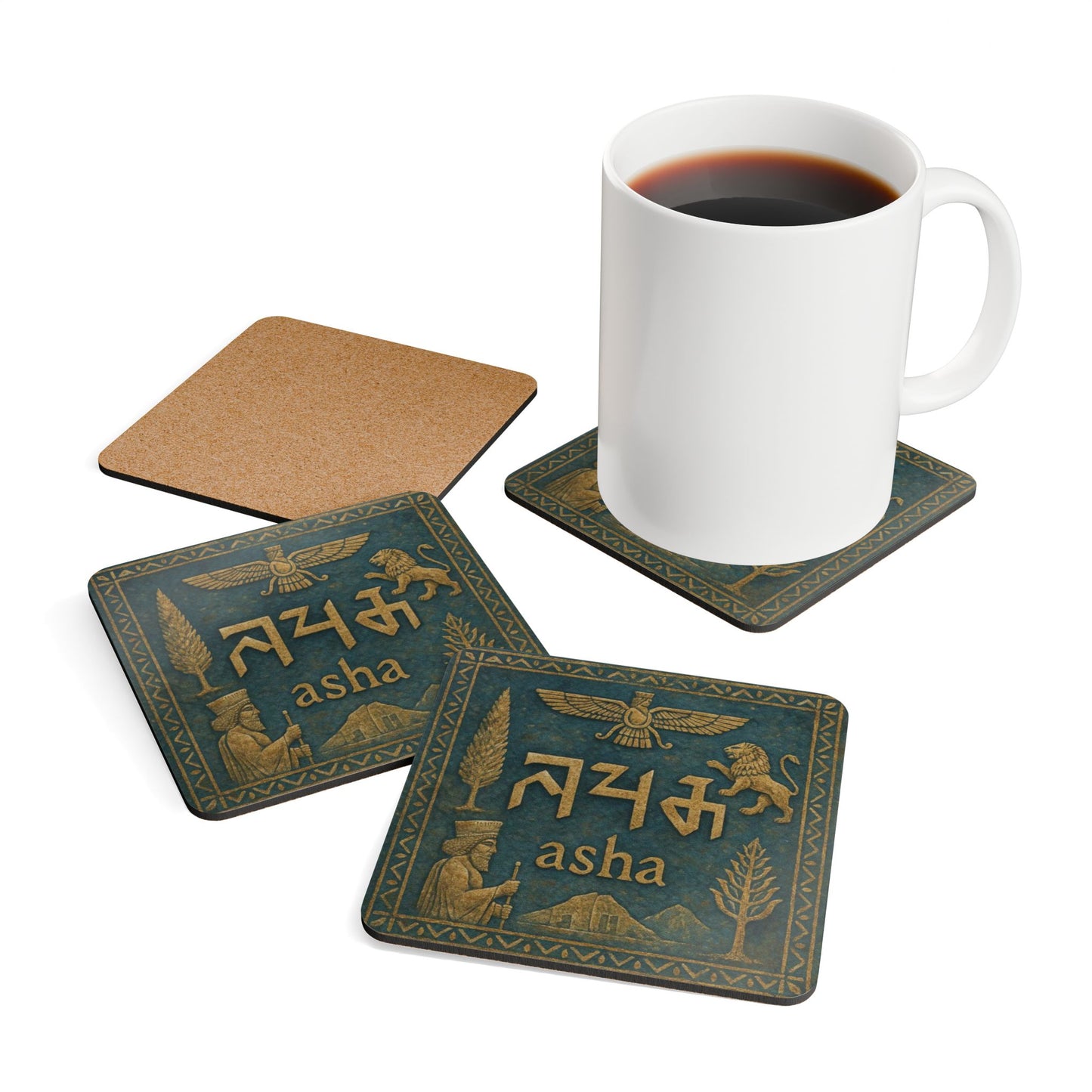 Exotic Corkwood Coaster Set | Handmade Coasters for Home Decor, Unique Gifts, Protection for Tables, Eco-Friendly Drinkware