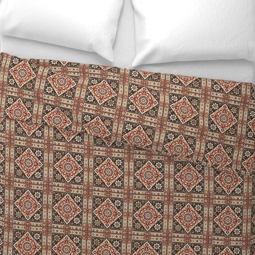 Persian Mosaic Medallion - Red Black Cream Pattern
