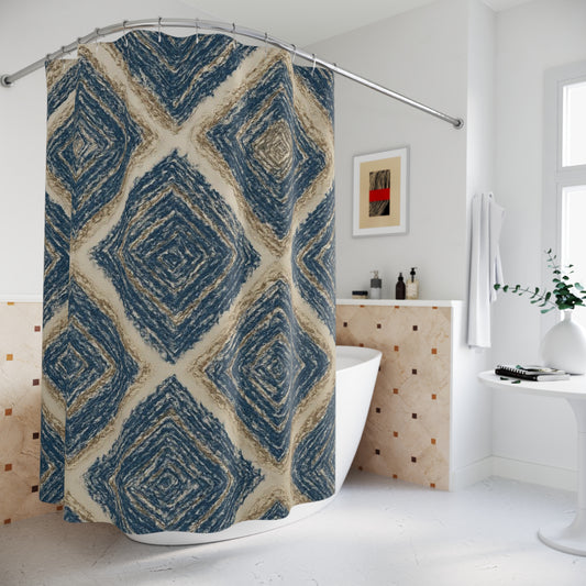 Boho Diamond Shower Curtains, Elegant Bathroom Decor, Geometric Print for Bohemian Style, Home Gift, Hygge Vibes