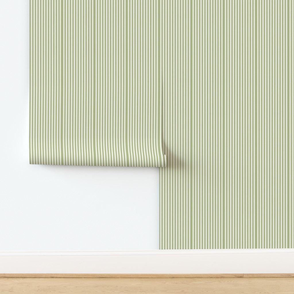 Thin Sage Stripes – Minimalist Neutral Stripe Pattern