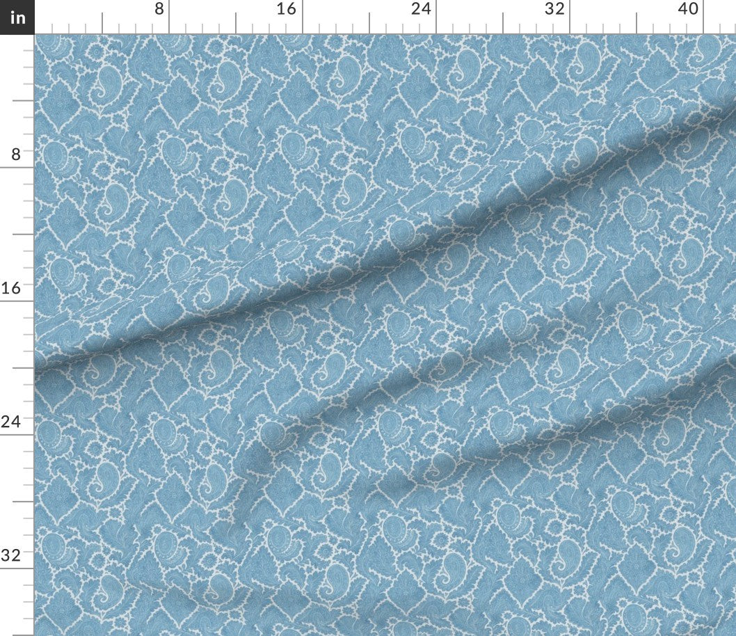 White Ornamental Lattice on Blue