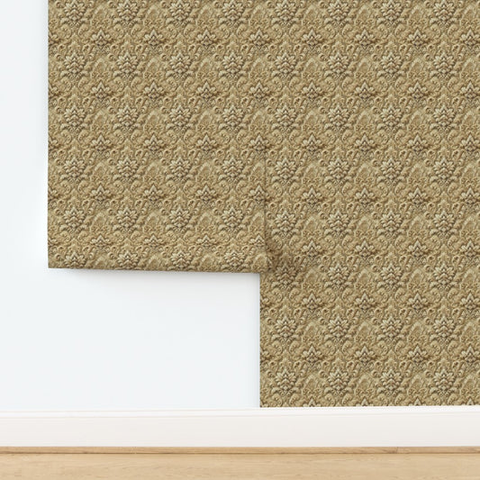 Regal Gold Damask Pattern – Elegant Classic Ornamental Fabric