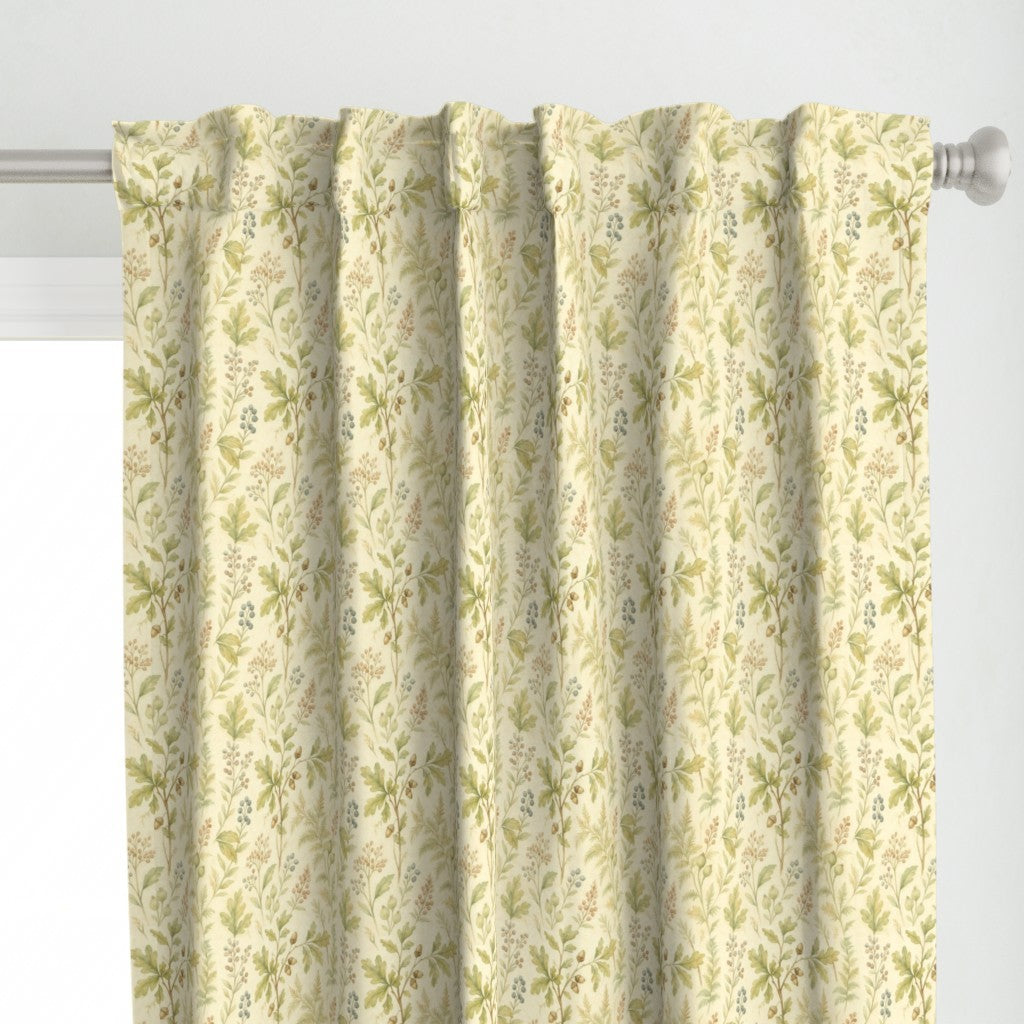 Curtain in Autumn Woodland Watercolor Leaves & Acorns