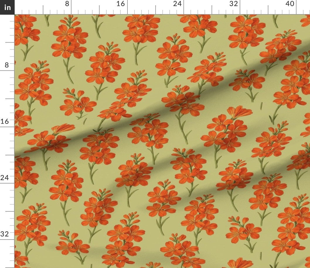 Fabric in Golden Marigold - Warm Vintage Floral Pattern-01