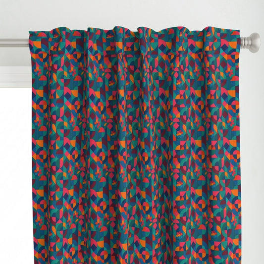 Curtain in Abstract Confetti Colorful Geometric on Dark