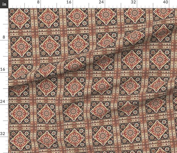 Persian Mosaic Medallion - Red Black Cream Pattern